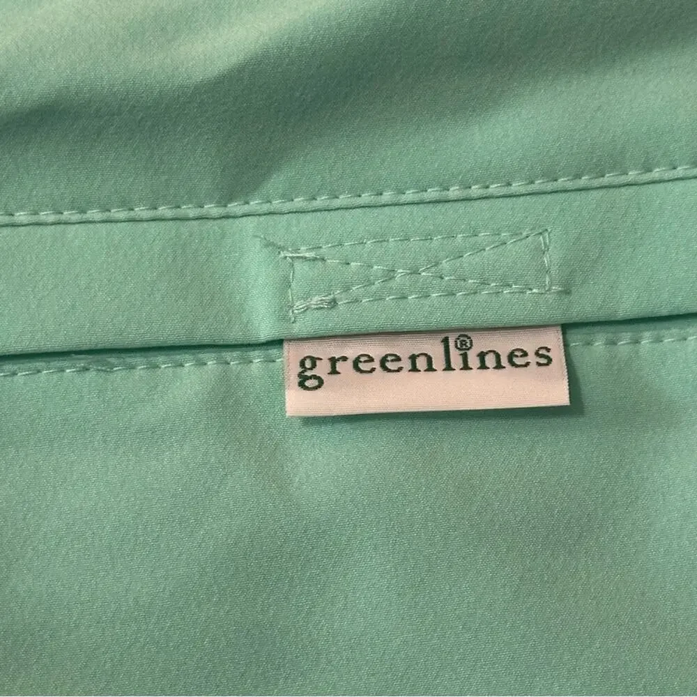 Greenlines Men’s Size 34 Navy Turquoise Blue Striped Board Shorts Swim Trunks